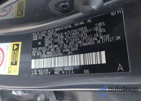 2012 Toyota Highlander Limited V6 z USA, uszkodzony, nr VIN 5TDDK3EH5CS107994